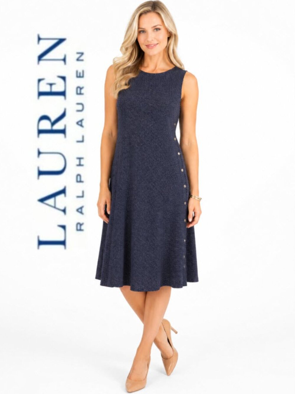 Lauren Ralph Lauren Navy Patterned Dress